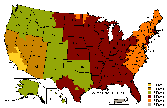 U.S. Time in Transit Map